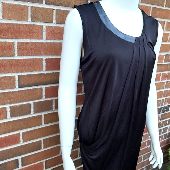 Kenneth Cole Reaction Black Dress w/ faux Leather - Picture 4 of 9